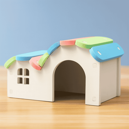 Regnbågshus i Trä för Hamster