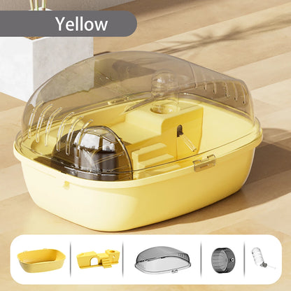 Transparent hamsterbur med hjul & tillbehör