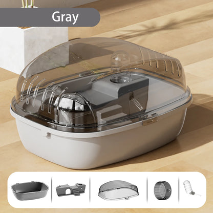 Transparent hamsterbur med hjul & tillbehör